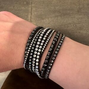 Swarovski Suede Leather Wrap Bracelet in Black/Silver